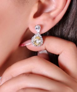 گوشواره طرح جواهر با سنگ طرح سیترین